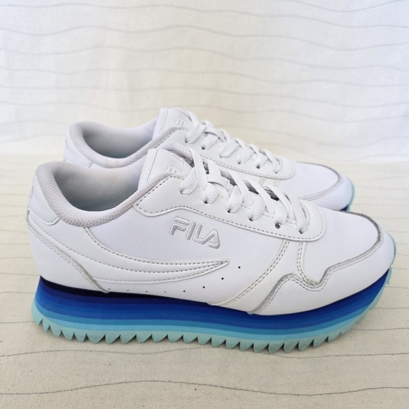 FILA Womens Orbit White Platform Blue Striped Sole Retro Shoes Sneakers Size 7.5 - Picture 1 of 10